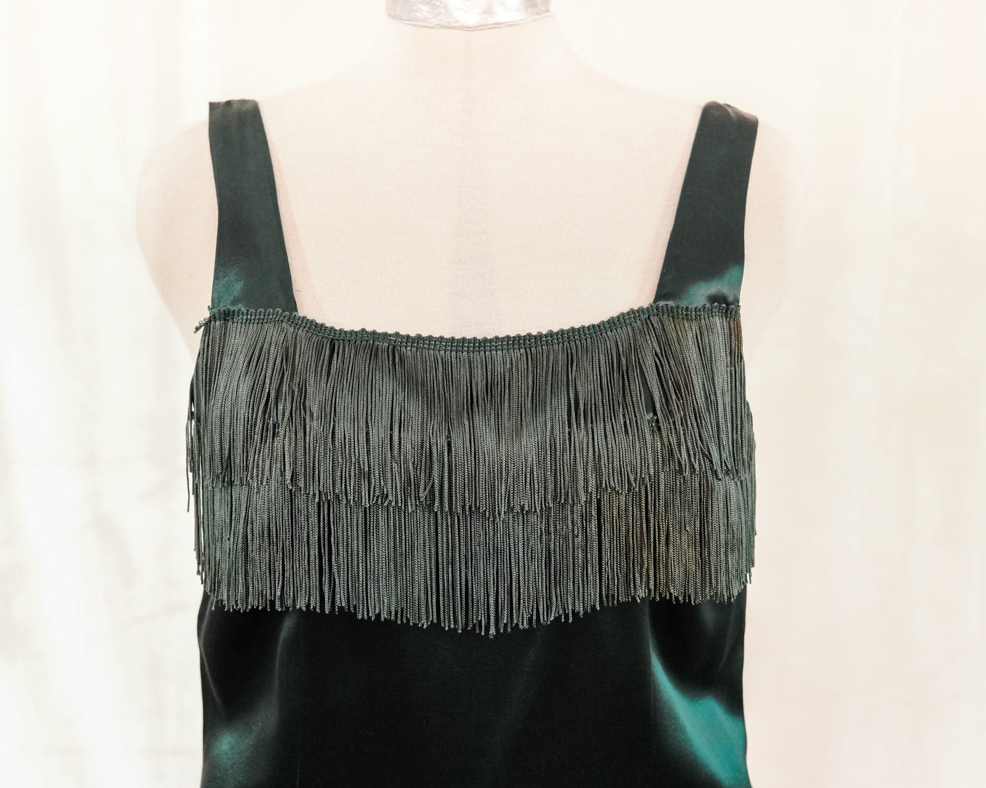 emerald green 1920s flapper dress plus size Larissa Satin Maxi Dress With Ruched Petals main image 0