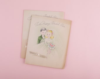 Carte de félicitations de mariage vintage / Carte des années 1950