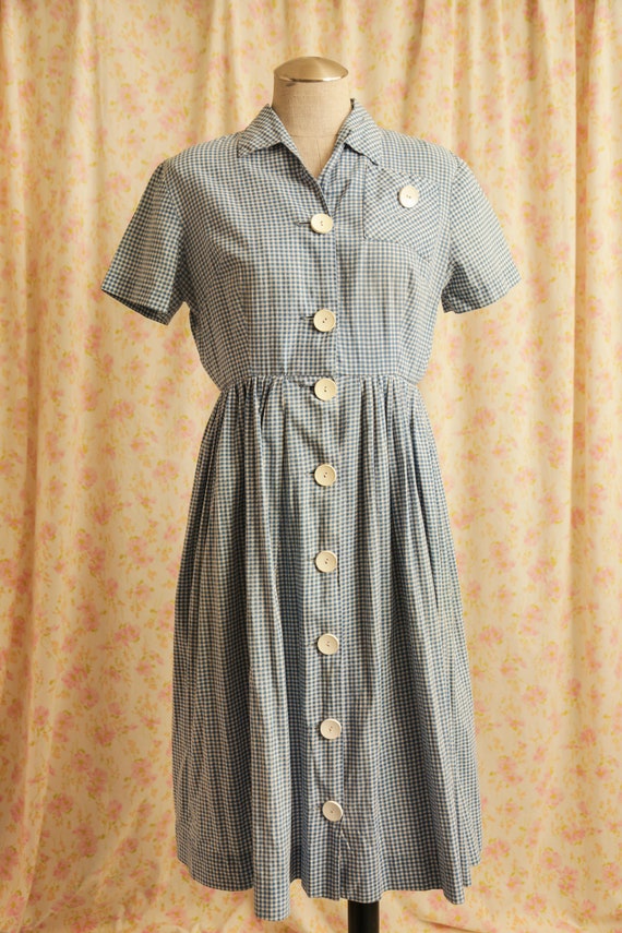 Vintage 1940's / 1950's Gingham Dress / Vintage Bl