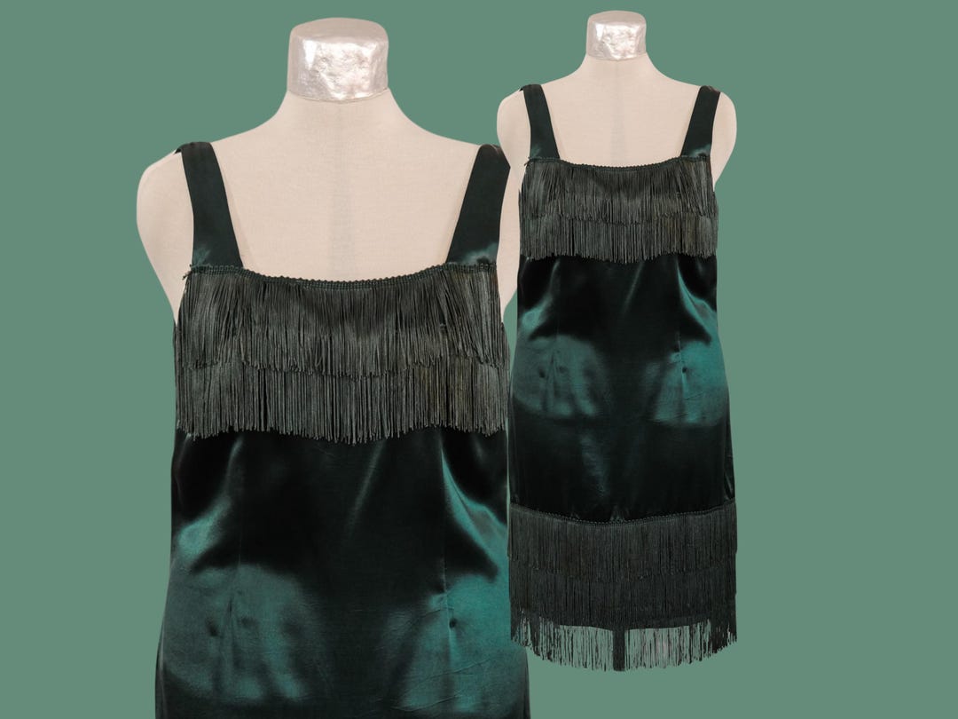 XL / Plus Size Vintage Emerald Green Flapper Dress// #68