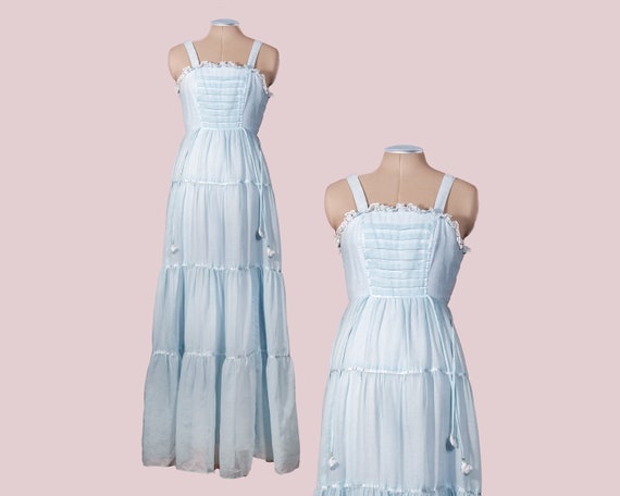 XXS Petite Vintage Gunnesax-style Dress / Dusty B… - image 1