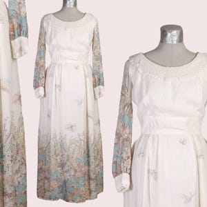 Large RARE STUNNING Vintage HIPPIE Wedding Dress / Butterfly Wedding Dress / Cottage Core wedding dress / Vintage 1960s Dress #U