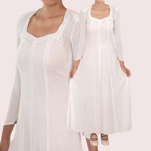 XS ULTRA RARE 1930&#39;s Simple Sheath With Sheer Dots Wedding Dress #W