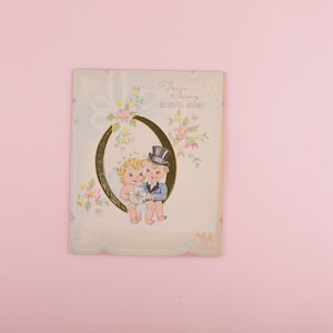 Vintage Congratulations Wedding Bride and Groom Card