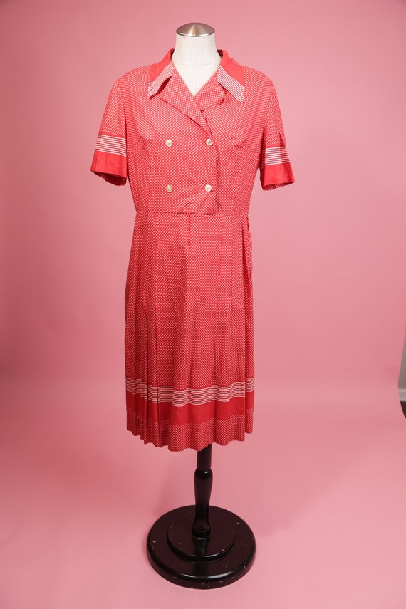 Vintage 1940's / 1950's Red Polka Dot Dress / Vint