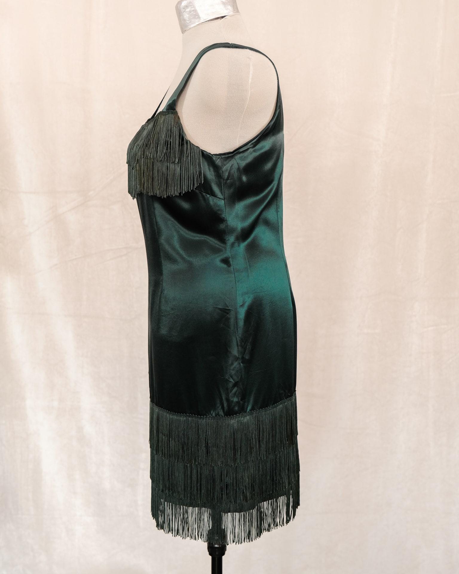 XL / PLUS SIZE Vintage Emerald Green Flapper Dress// #68