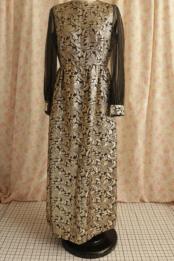 Black and Gold Vintage Brocade 1970’s Vintage Maxi