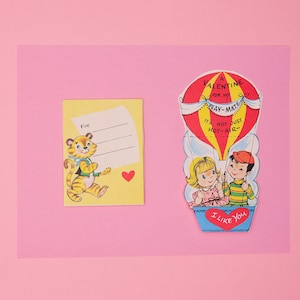 Genuina Vintage Sin Usar San Valentín / Vintage Valentine + Sobre / Tarjetas Antropomórficas de San Valentín / San Valentín de 1950