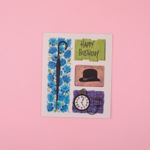 Biglietto di compleanno vintage / Biglietto vintage top hat