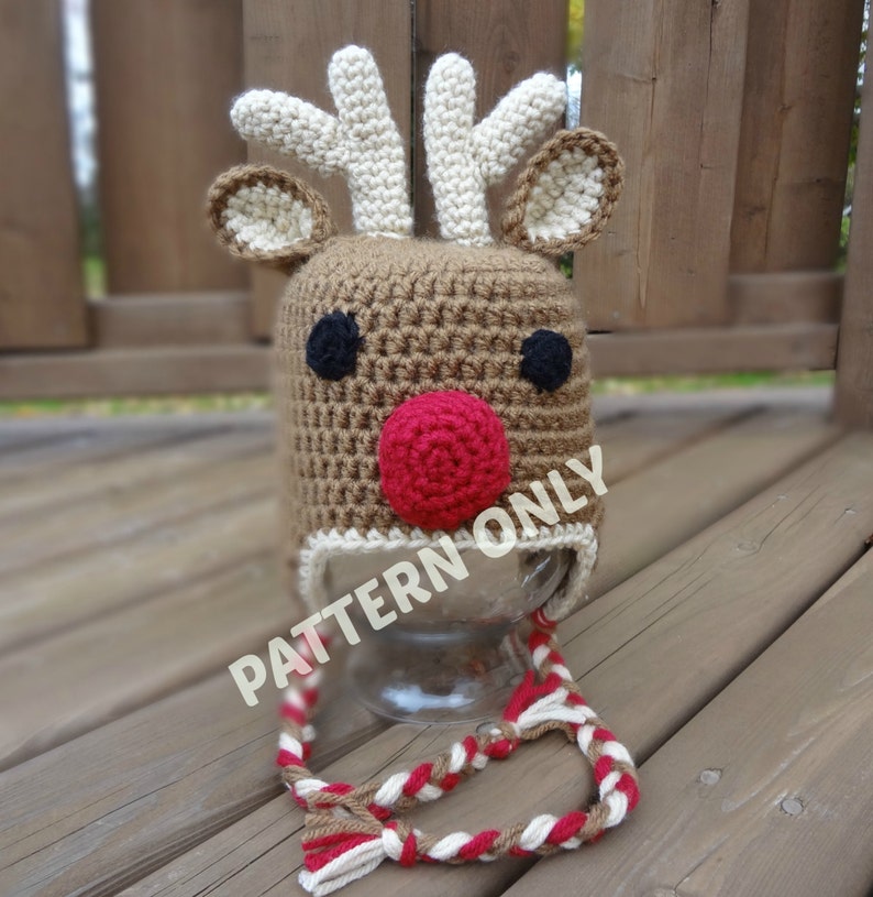 Reindeer Crochet Hat PATTERN PDF 7 Sizes Instant Download Etsy