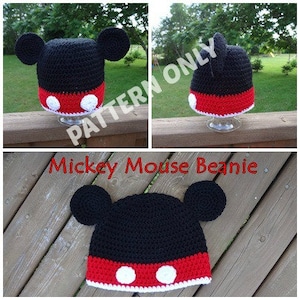 MODELLO di cappello all&#39;uncinetto con topo cartone animato, PDF, 6 dimensioni, download istantaneo