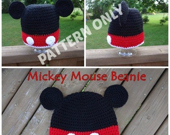 Cartoon Mouse Crochet Hat PATTERN, PDF, 6 Sizes, Instant Download