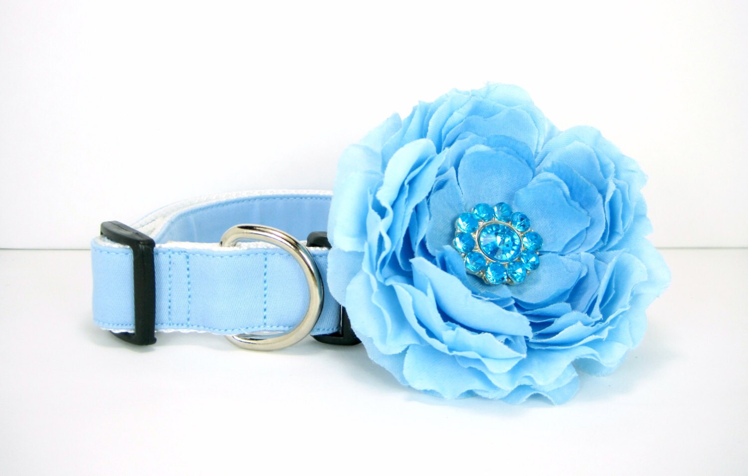 Wedding Dog Collarlight Blue Dog Collar With Flower Set Etsy