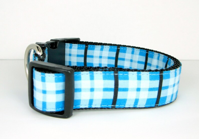 Bow tie Dog CollarBlue Plaid Dog Collar with bow tie Etsy