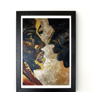 Romantic Couple Love Silhouette with Gold - Art Wall Print