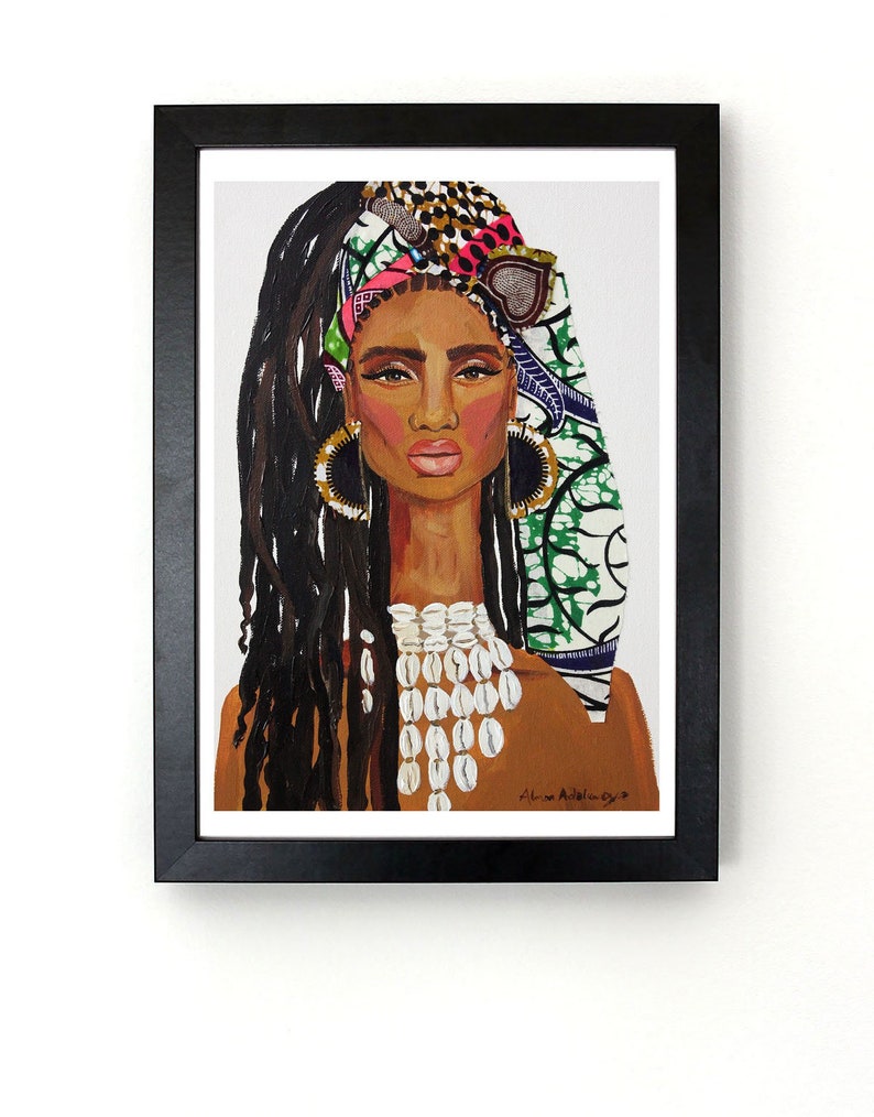 Locks Woman in Colourful head wrap Wall Art Print image 1