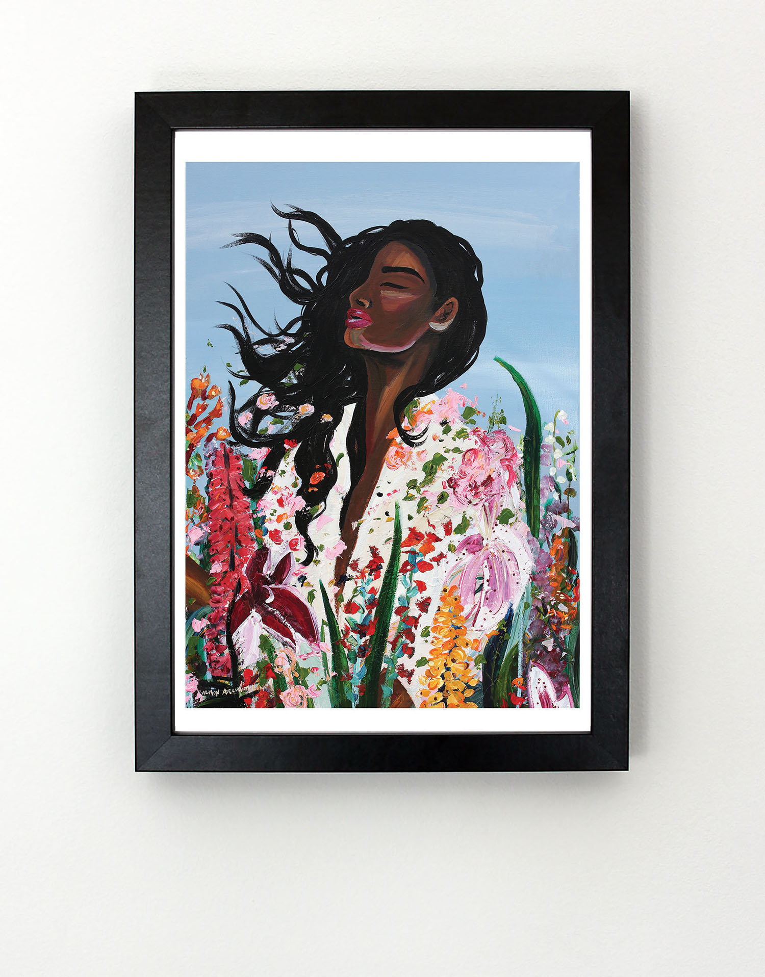 Serene Woman in Nature With Flowers - Art Wall Print - Etsy