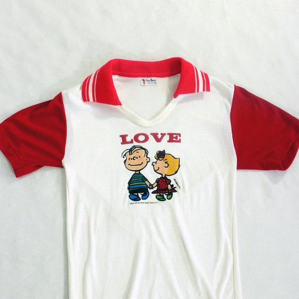 60's Linus & Sally LOVE T-Shirt XS S Charlie Brown