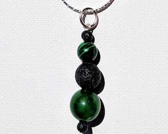 Emerald Green & Black Diffuser Necklace