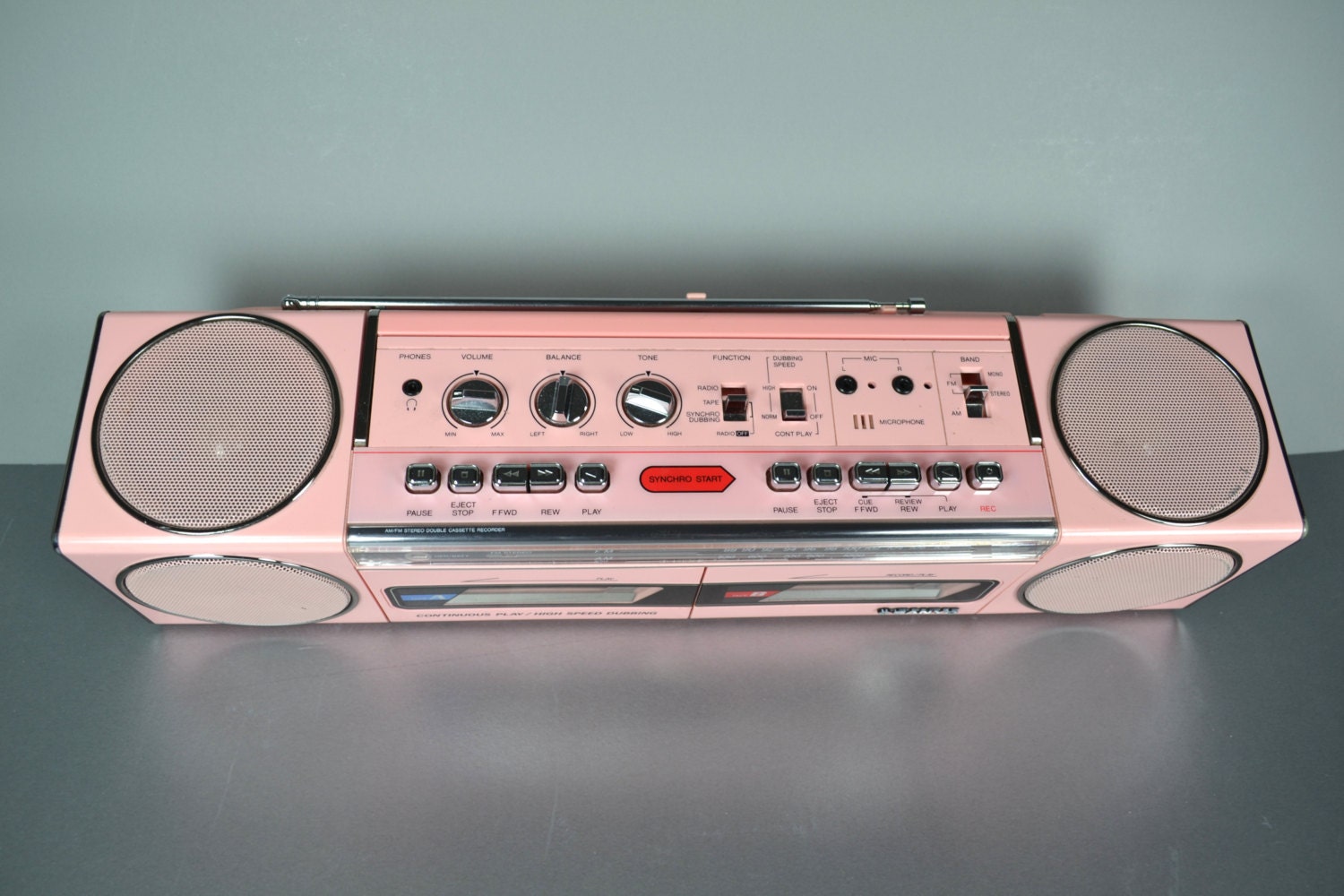 Sanyo Pink Boombox Model M-W 800 (rare): Stereo Radio, Dual