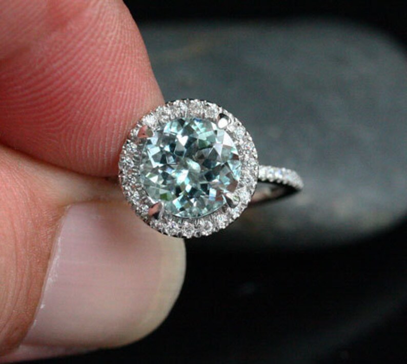 Aquamarine Engagement Ring Aquamarine Wedding Ring with 9mm | Etsy