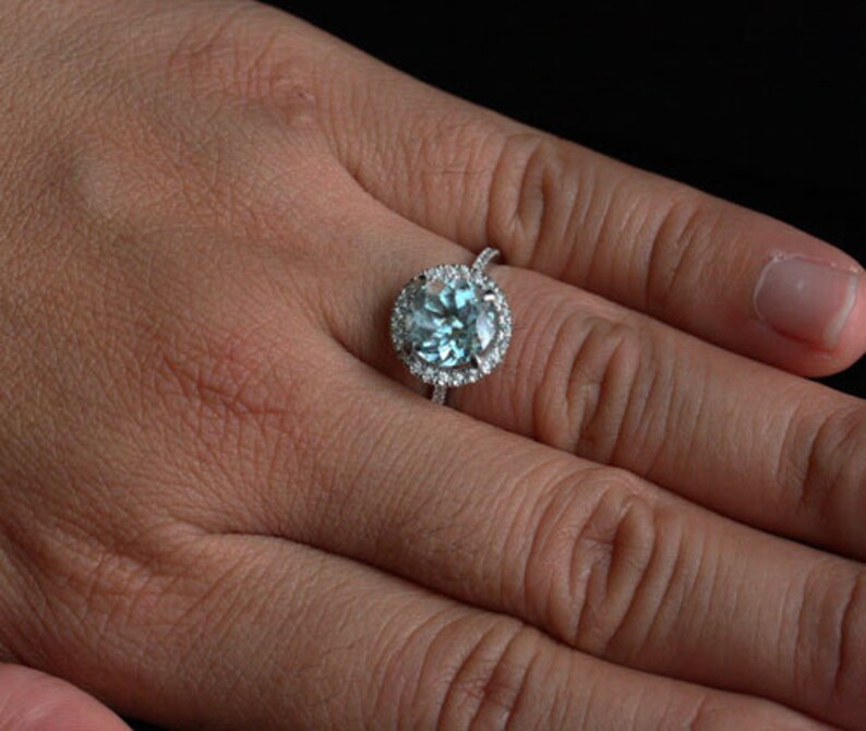 Aquamarine Engagement Ring Aquamarine Wedding Ring with 9mm | Etsy