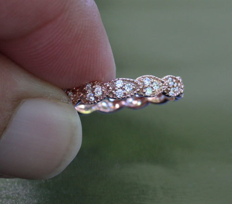 14k Rose Gold and Diamond Delicate Pear Wedding or Engagement Etsy