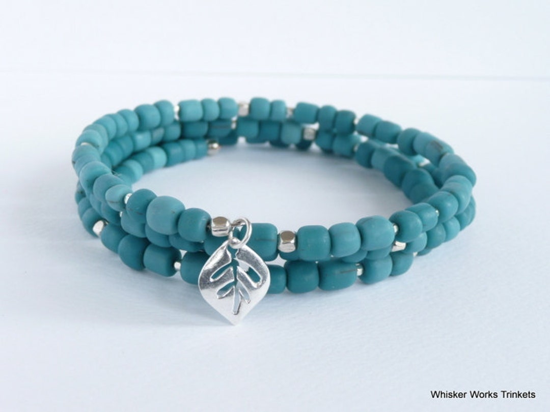 Teal Memory Memories: Shades of Teal Bracelet -- Memory Wire Bracelet With Sterling ...