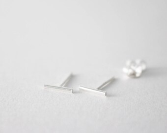 Silver Bar earrings - 925 Sterling Silver Bar earrings - Tiny Silver bar Earrings