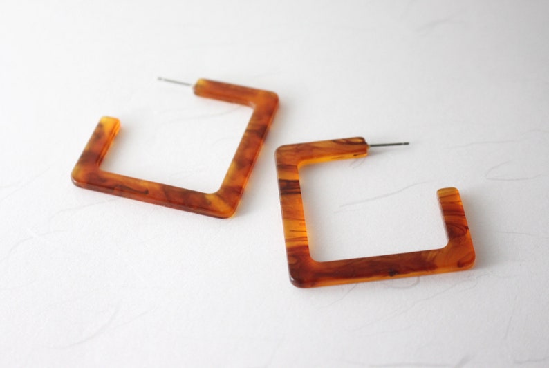 acrylic earrings Tortoise Acrylic Hoop Earring acrylic hoop Tortoise Square hoop earrings