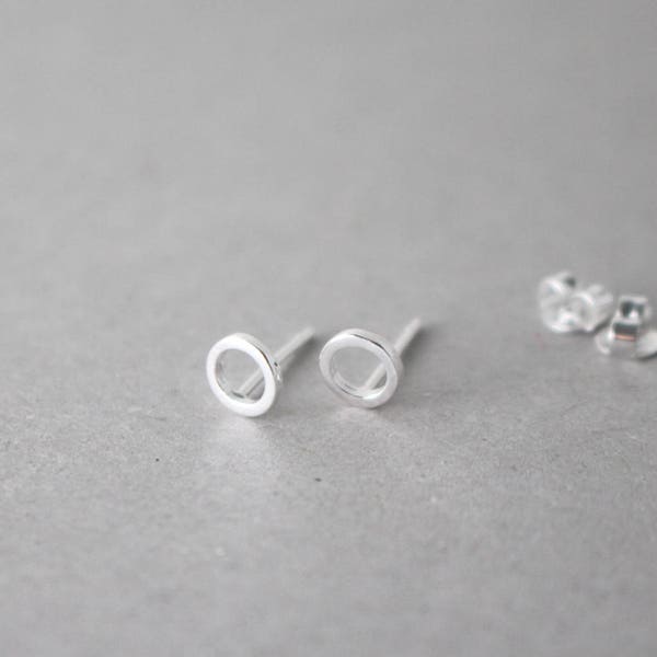 Little Open Circle earrings - 925 Sterling Silver Circle Earrings - Sterling Silver Circle stud