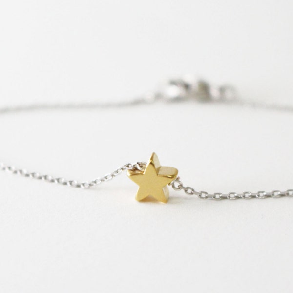 Star bracelet, Wishing star bracelet, gold star bracelet