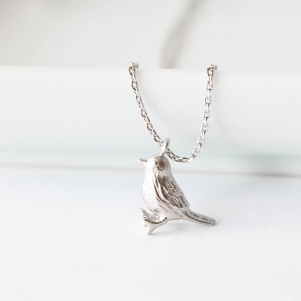 Tiny Sparrow necklace in Silver,  bird