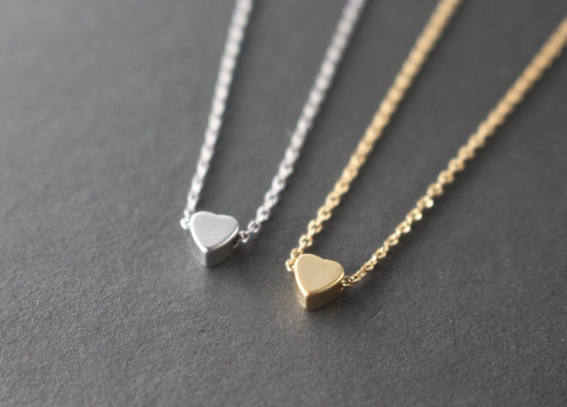 Gold heart necklace Tiny Heart necklace bridesmaid gift Silver necklace necklace Heart necklace