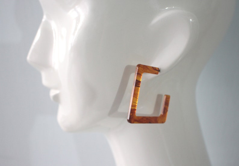 acrylic earrings Tortoise Acrylic Hoop Earring acrylic hoop Tortoise Square hoop earrings