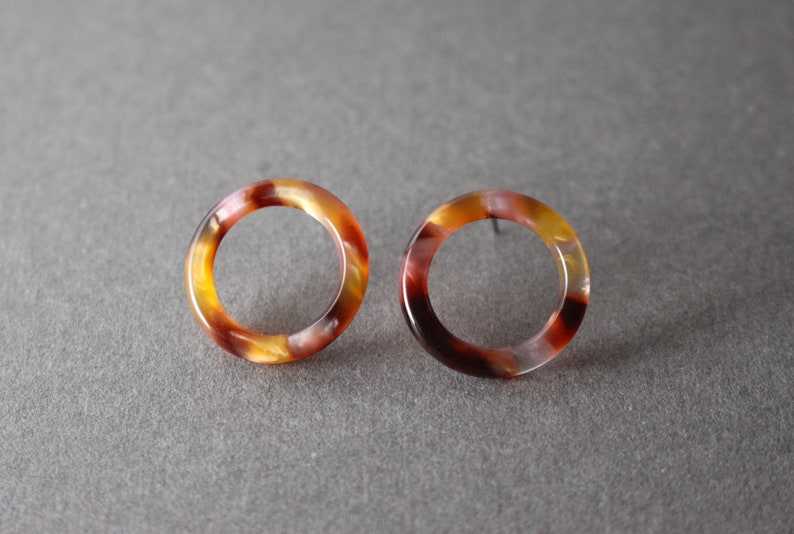 Circle stud earrings Acetate Circle studs floral Circle Earrings Circle earrings