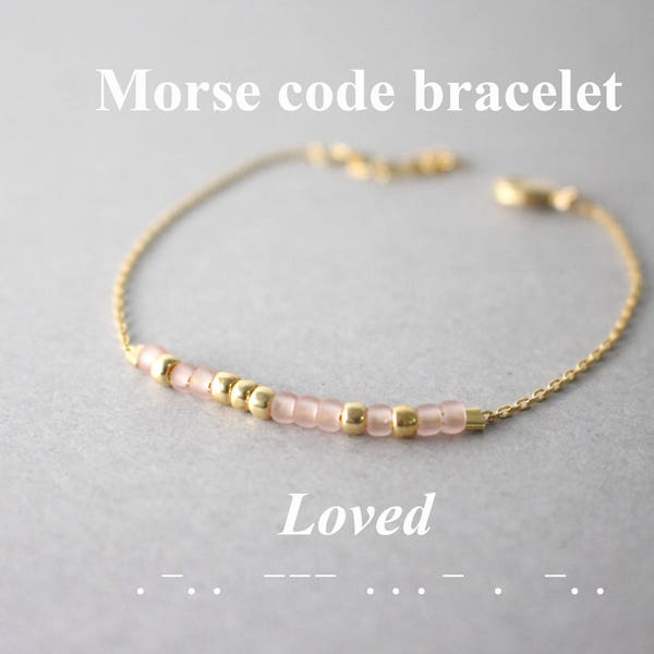 Loved bracelet, Morse Code Loved Bracelet, Morse code Bracelet, Morse code beaded bracelet, inspiration bracelet, secret message jewelry