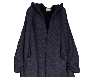 Knit cardigan, chunky knit, Cashmere blend long cardigan, Coatigan, Cashmere chunky coat, women's maxi cardigan, sweater coat, Hooded coat