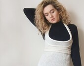 Underbust Peplum top, Knitted corset, Unique Design, 100 Merino Wool, Cream