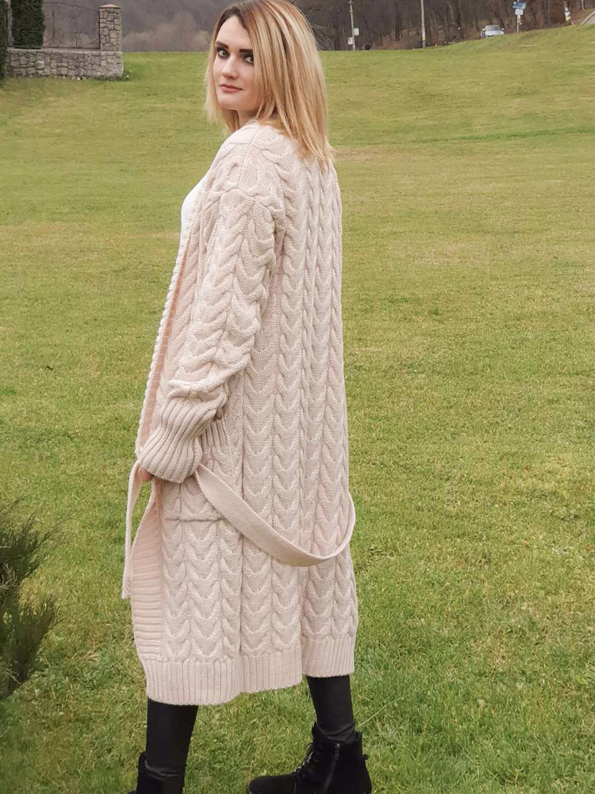 Cable knit cardigan Midi coatigan Long cardigan Belted coat | Etsy