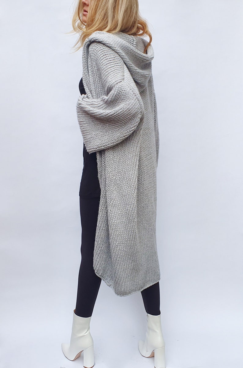 long hooded cardigan outfit