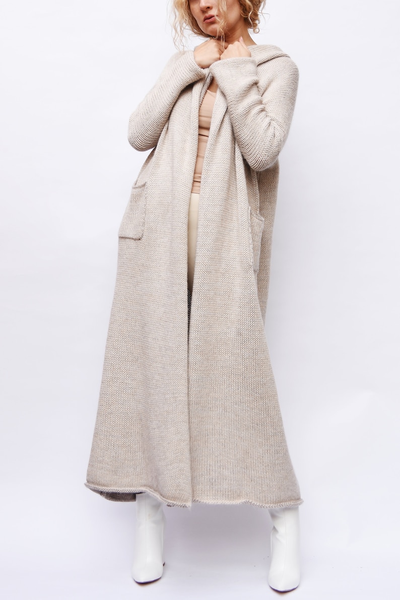 Maxi Cardigan Casual Hooded Knitted Coat Long Cardigan Light Etsy UK