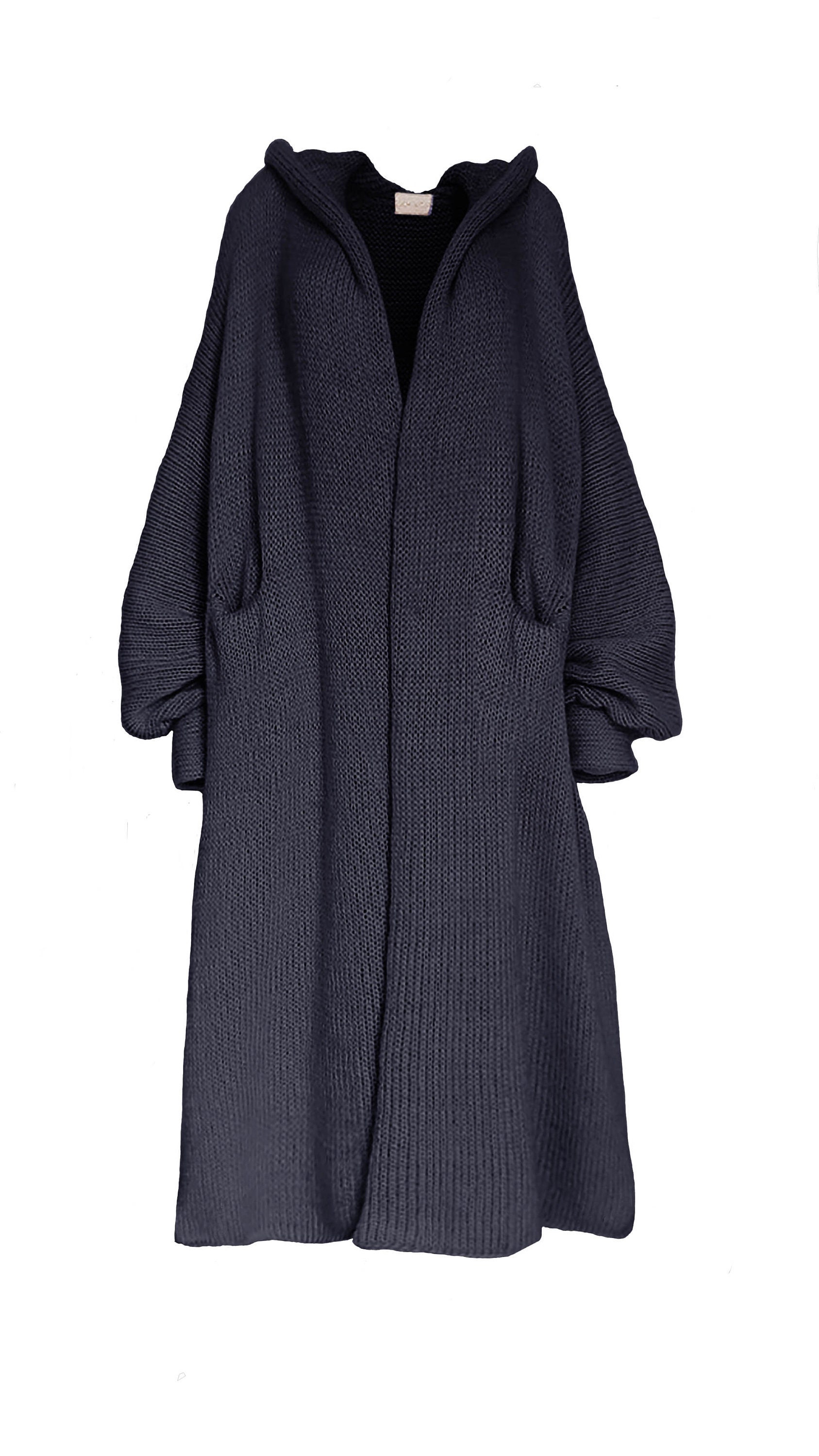 Image of Knit Cardigan, Chunky Knit, Cashmere Blend Long Coatigan, Coat, Women's Maxi Sweater Hooded Coat
