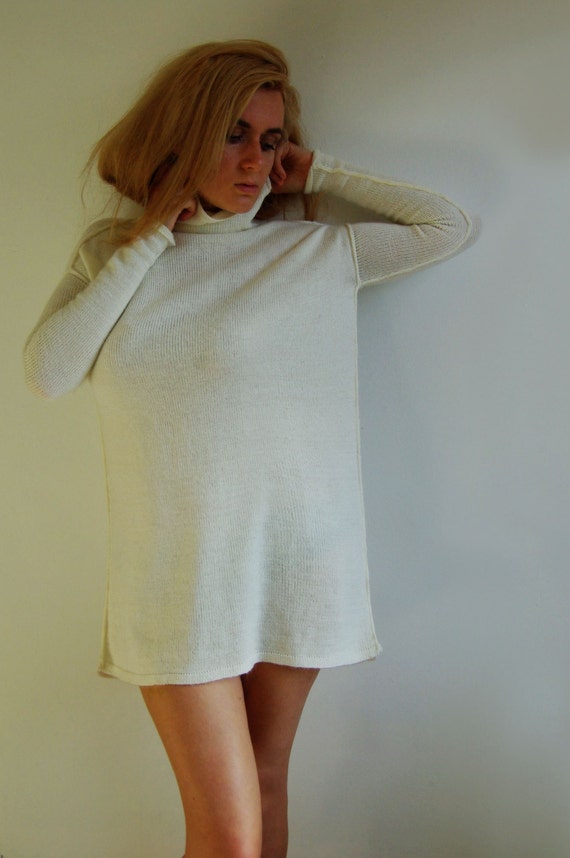 Cream oversized wide fit turtleneck sweater | Etsy