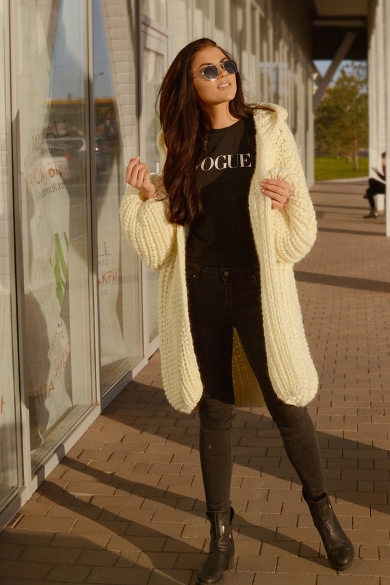 cream hooded cardigan