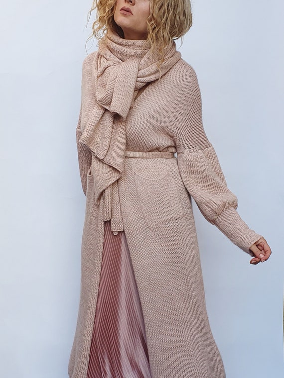 long belted cardigan