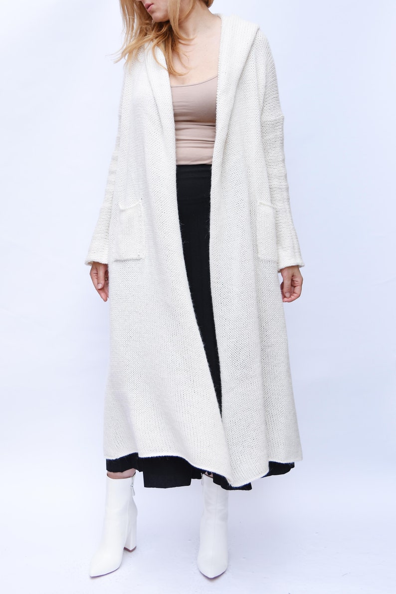 Maxi Cardigan Casual Hooded Knitted Coat Long Cardigan Light Etsy UK