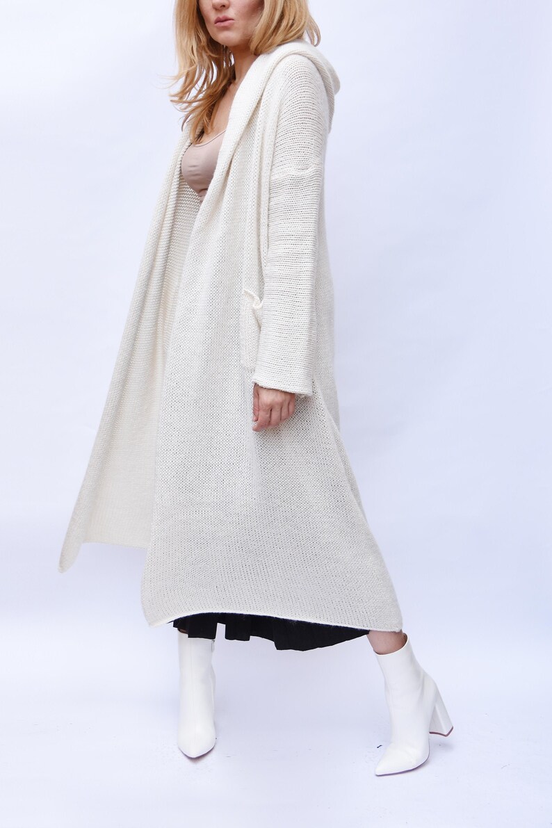 Maxi Cardigan Casual Hooded Knitted Coat Long Cardigan Light Etsy