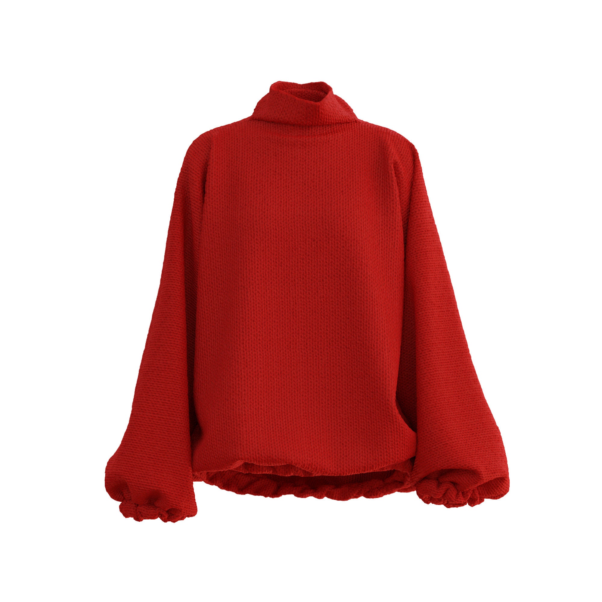 Image of Chunky Knit, Cashmere Blend Sweater Oversized Knit Turtleneck Tomato Red