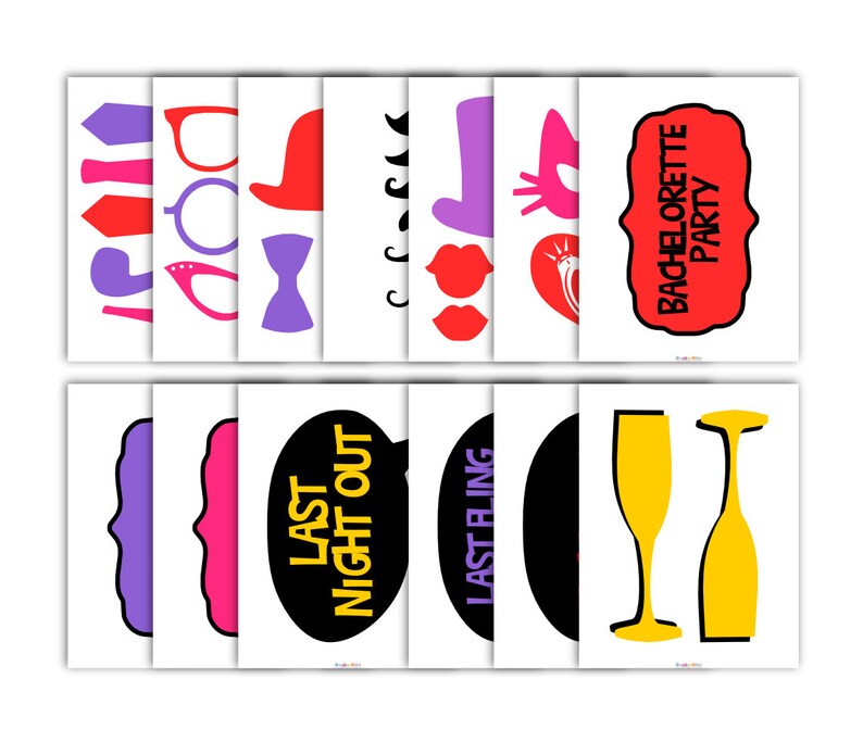 Bachelorette Party Printable Photo Booth Props Glasses Etsy